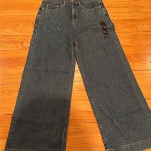 NWT J. Crew Dark Blue Embellished Flare Jeans